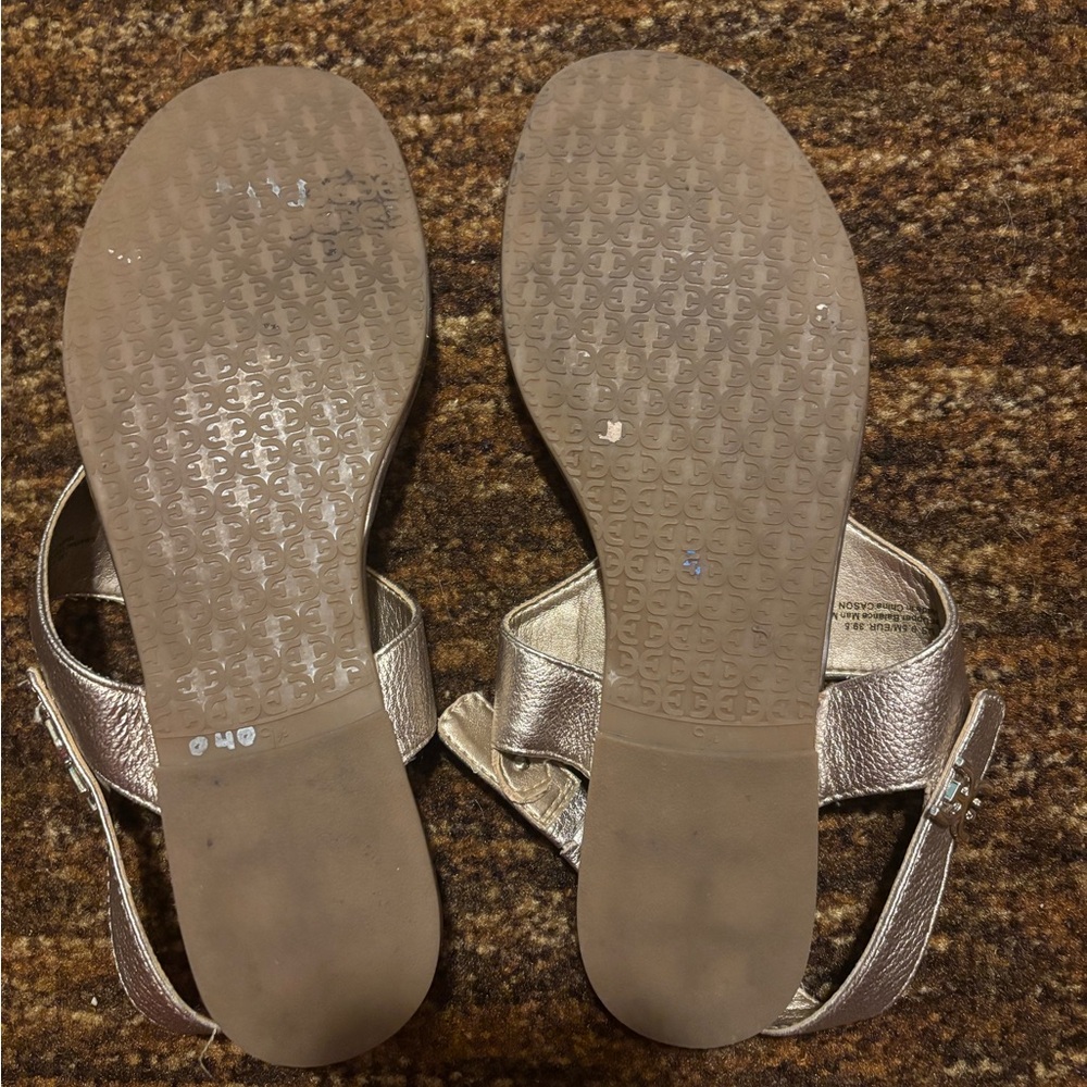 Sam Edelman Gold Metallic T-Strap Slingback Sandals - Picture 4 of 4
